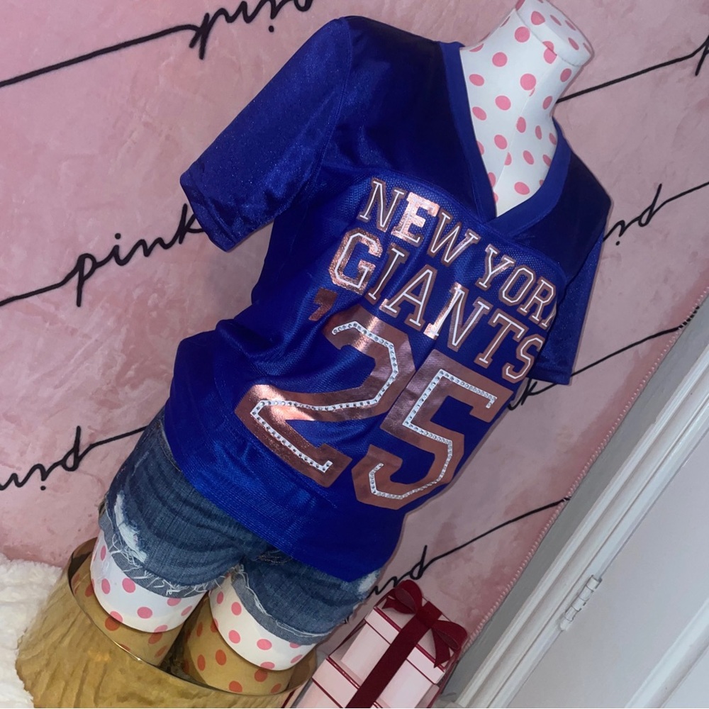 A9 *RARE NWT VICTORIA'S SECRET PINK NY Giants Jersey NFL Football Jersey M